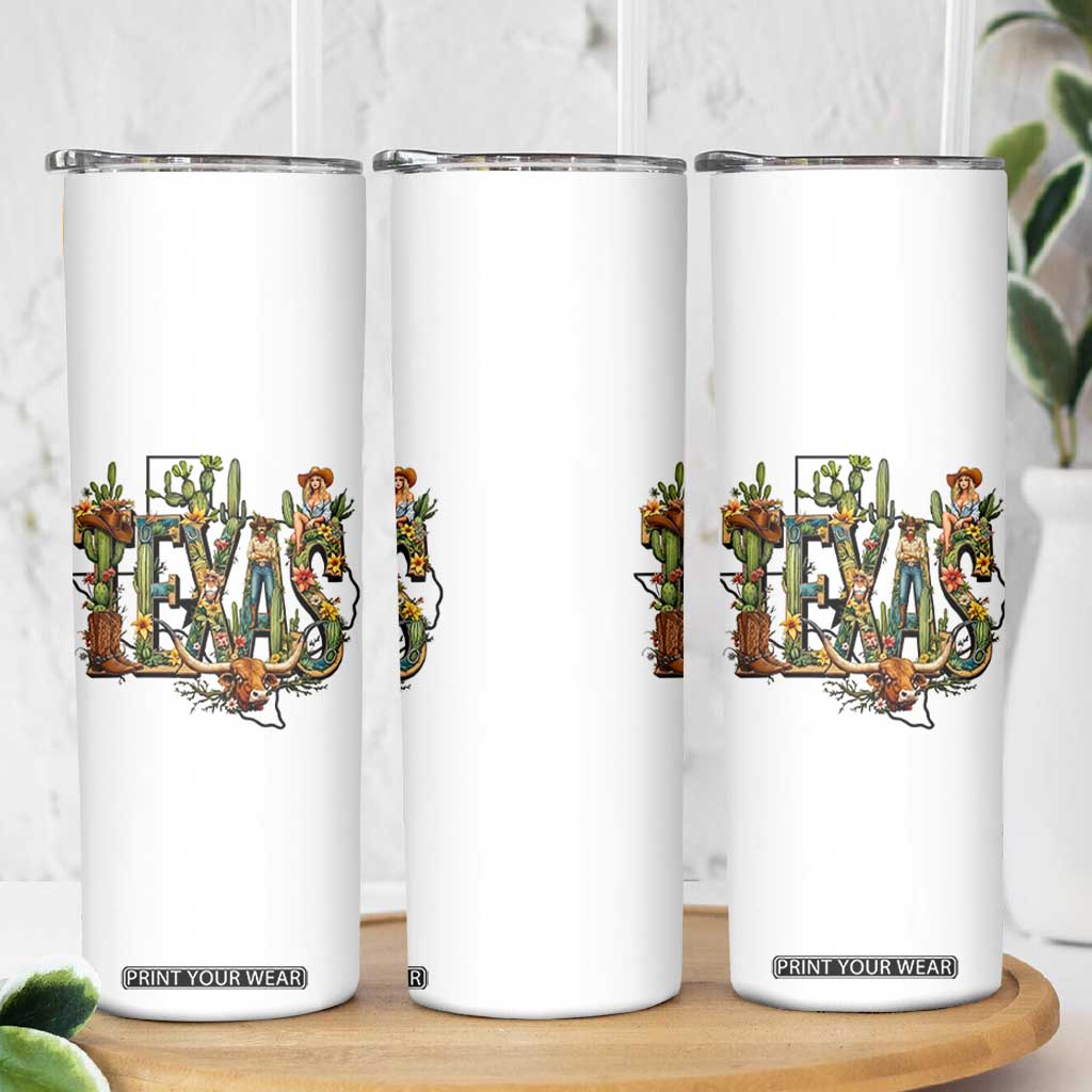 Texas Cowboy And Cowgirl Skinny Tumbler Vintage Cactus Gift Idea TS12 Print Your Wear