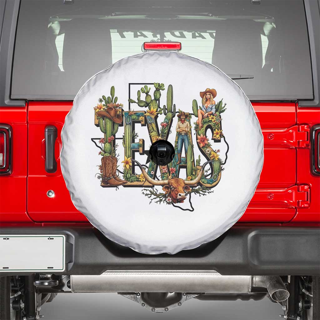 Texas Cowboy And Cowgirl Spare Tire Cover Vintage Cactus Gift Idea TS12 White Print Your Wear