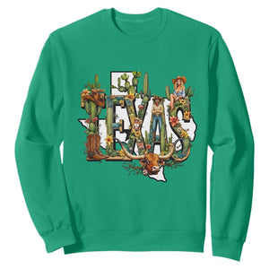 Texas Cowboy And Cowgirl Sweatshirt Vintage Cactus Gift Idea TS12 Irish Green Print Your Wear