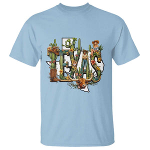 Texas Cowboy And Cowgirl T Shirt Vintage Cactus Gift Idea TS12 Light Blue Print Your Wear