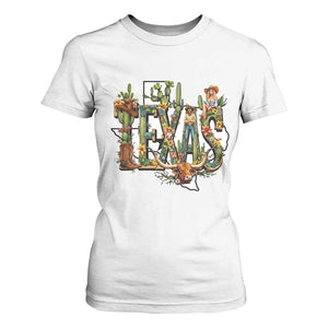 Texas Cowboy And Cowgirl T Shirt For Women Vintage Cactus Gift Idea TS12 White Print Your Wear