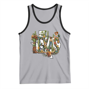 Texas Cowboy And Cowgirl Tank Top Vintage Cactus Gift Idea TS12 Athletic Heather Black Print Your Wear