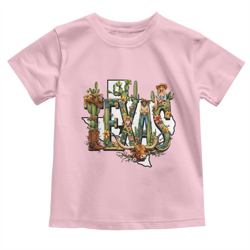 Texas Cowboy And Cowgirl Toddler T Shirt Vintage Cactus Gift Idea TS12 Light Pink Print Your Wear