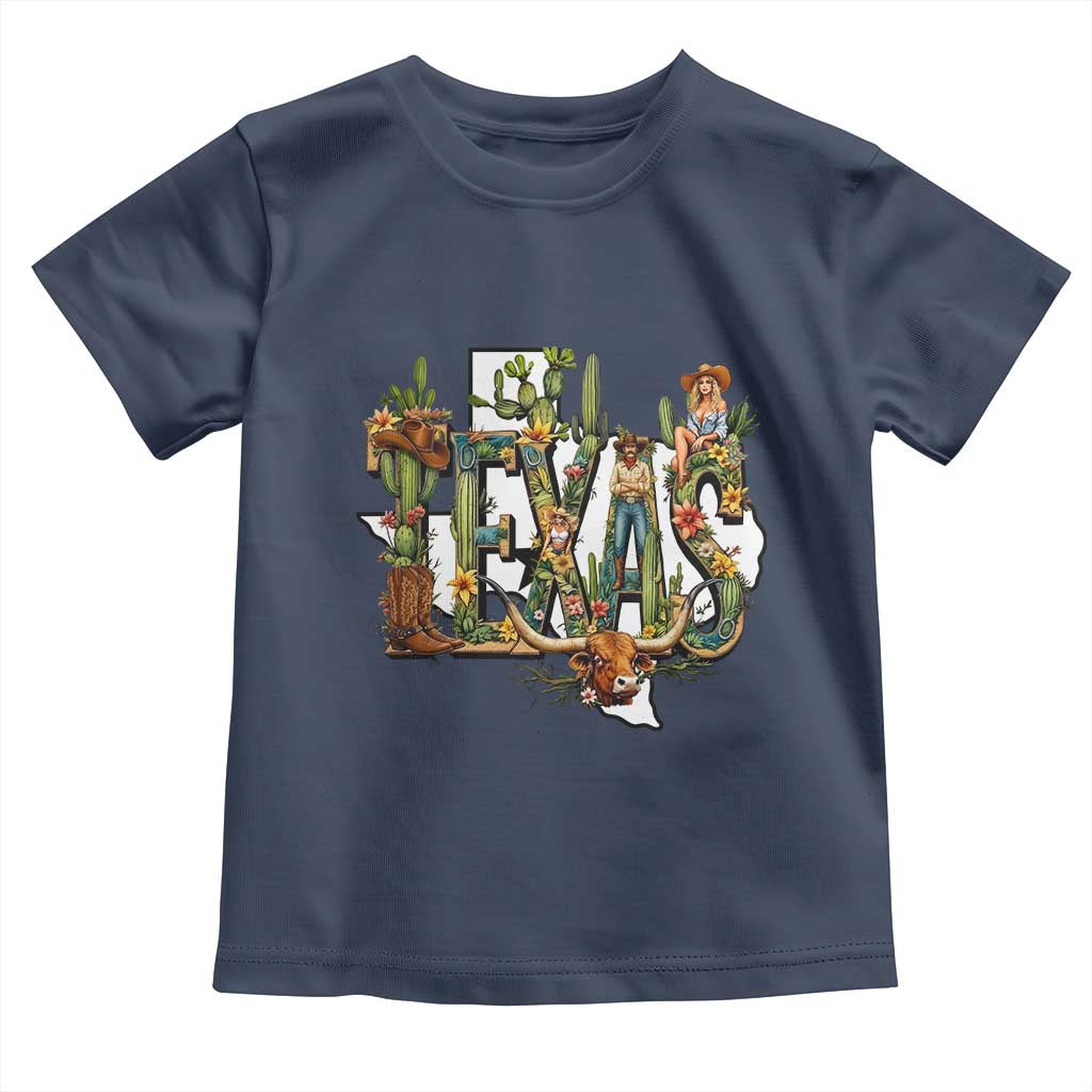 Texas Cowboy And Cowgirl Toddler T Shirt Vintage Cactus Gift Idea TS12 Navy Print Your Wear