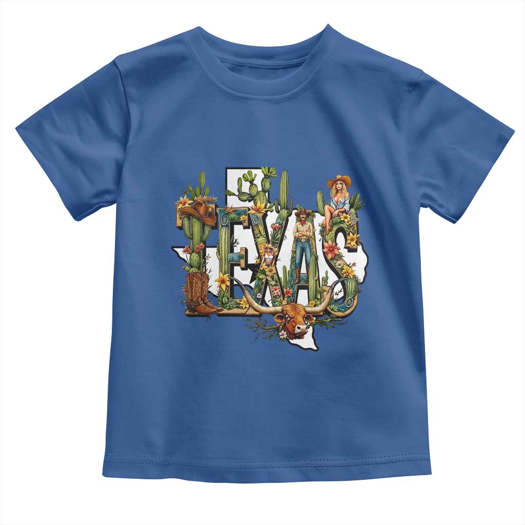 Texas Cowboy And Cowgirl Toddler T Shirt Vintage Cactus Gift Idea TS12 Royal Blue Print Your Wear