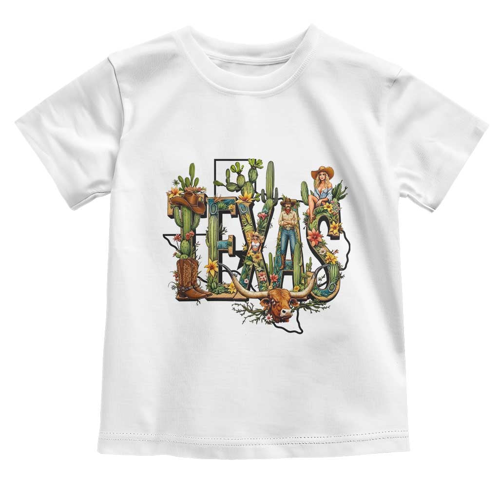 Texas Cowboy And Cowgirl Toddler T Shirt Vintage Cactus Gift Idea TS12 White Print Your Wear