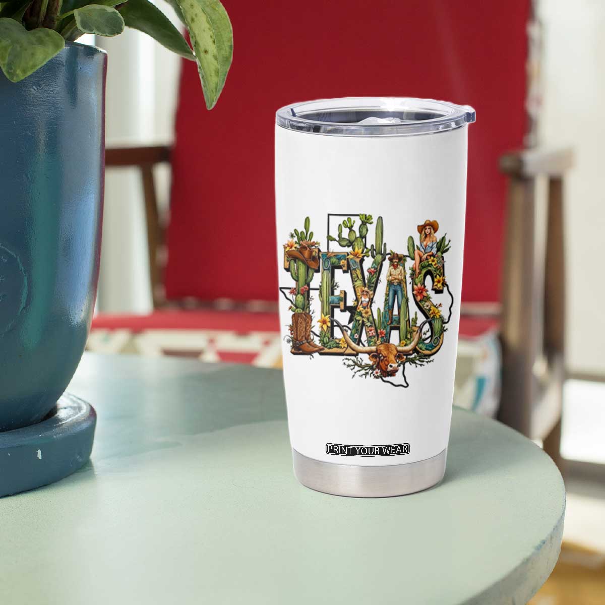 Texas Cowboy And Cowgirl Tumbler Cup Vintage Cactus Gift Idea TS12 Print Your Wear