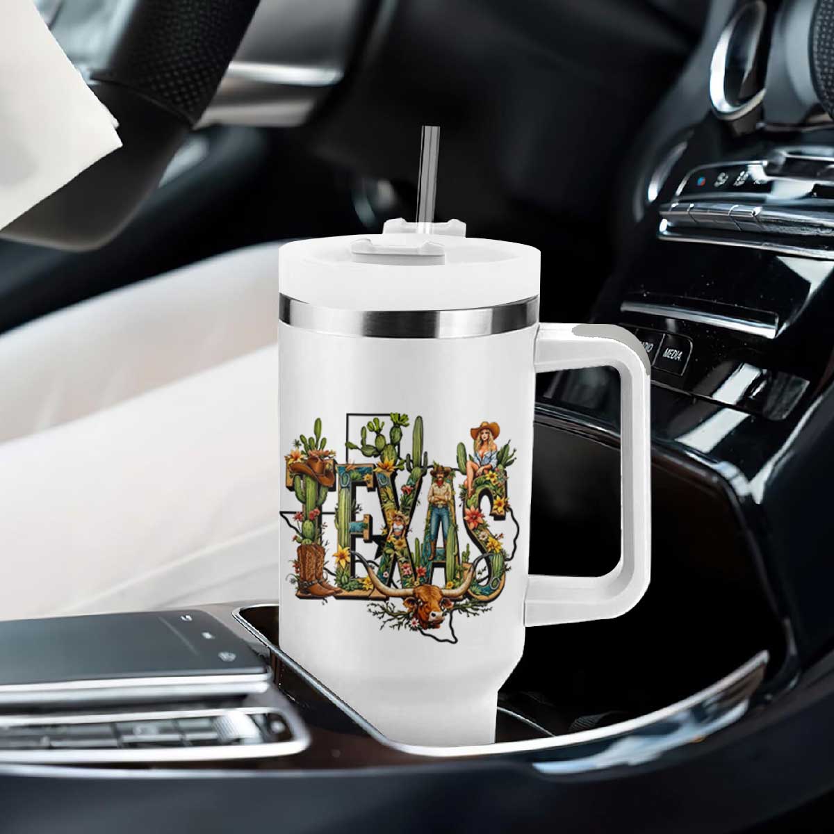 Texas Cowboy And Cowgirl Tumbler With Handle Vintage Cactus Gift Idea TS12 Print Your Wear