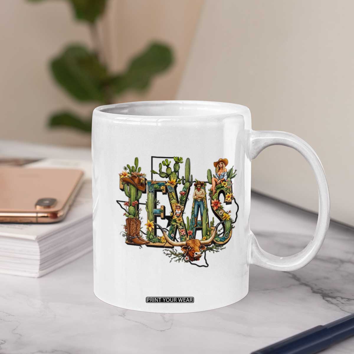Texas Cowboy And Cowgirl Coffee Mug Vintage Cactus Gift Idea TS12 Print Your Wear