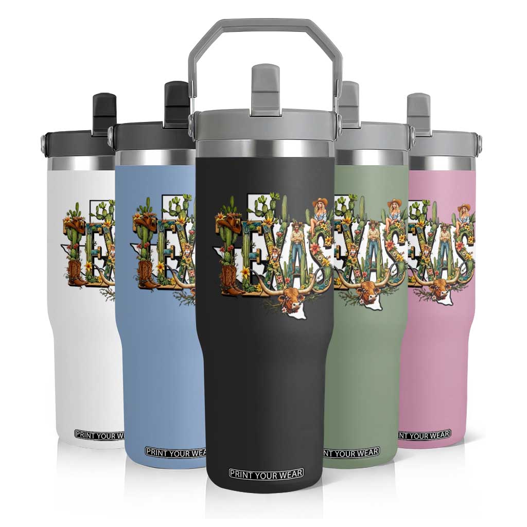 Texas Cowboy And Cowgirl Flip Straw Tumbler Vintage Cactus Gift Idea TS12 Print Your Wear