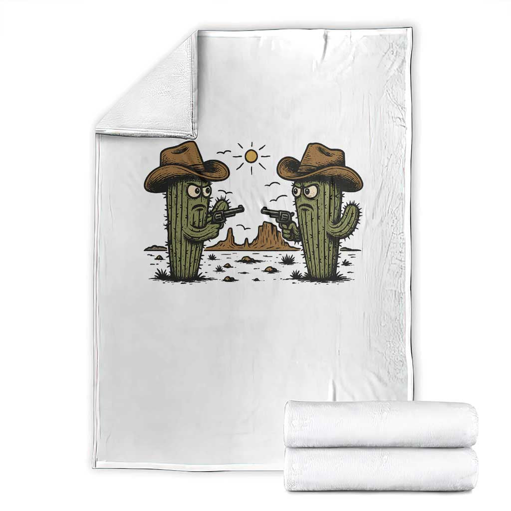 Funny Lone Star Cactus Cowboy Gunfight Gift Throw Blanket TS12 White Print Your Wear