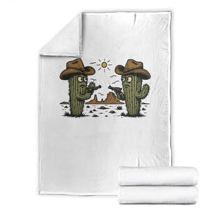 Funny Lone Star Cactus Cowboy Gunfight Gift Throw Blanket TS12 White Print Your Wear