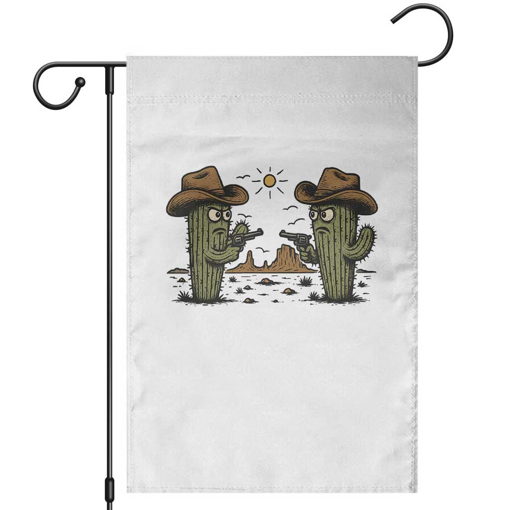 Funny Lone Star Cactus Cowboy Gunfight Gift Garden Flag TS12 White Print Your Wear