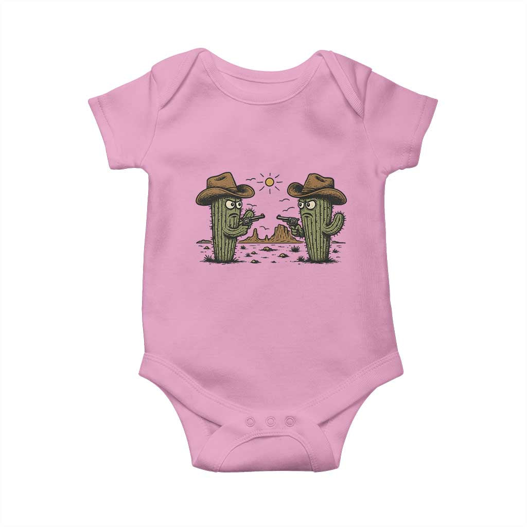 Funny Lone Star Cactus Cowboy Gunfight Gift Baby Onesie TS12 Light Pink Print Your Wear