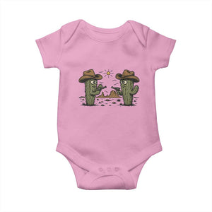 Funny Lone Star Cactus Cowboy Gunfight Gift Baby Onesie TS12 Light Pink Print Your Wear