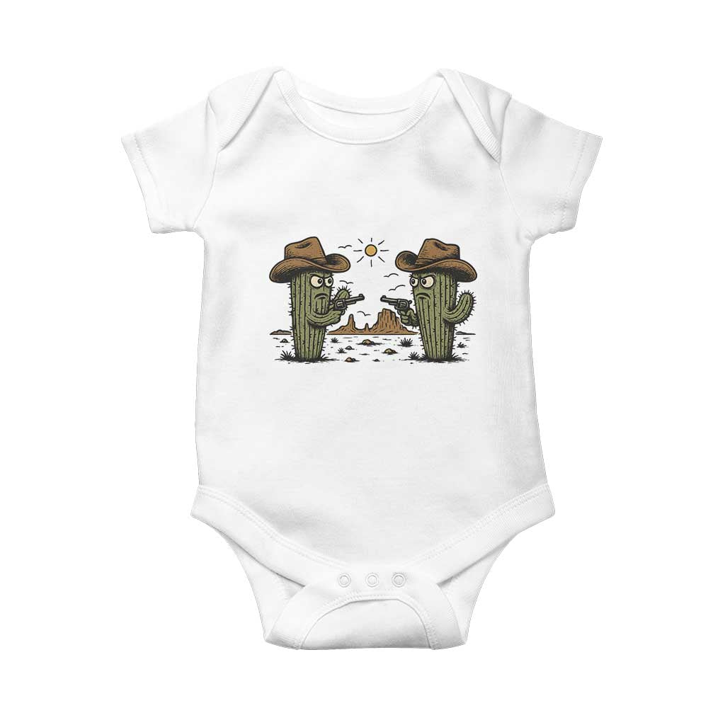 Funny Lone Star Cactus Cowboy Gunfight Gift Baby Onesie TS12 White Print Your Wear