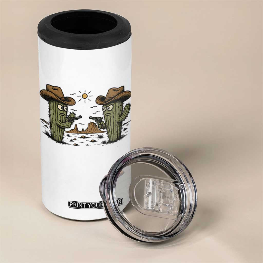 Funny Lone Star Cactus Cowboy Gunfight Gift 4 in 1 Can Cooler Tumbler TS12 Print Your Wear