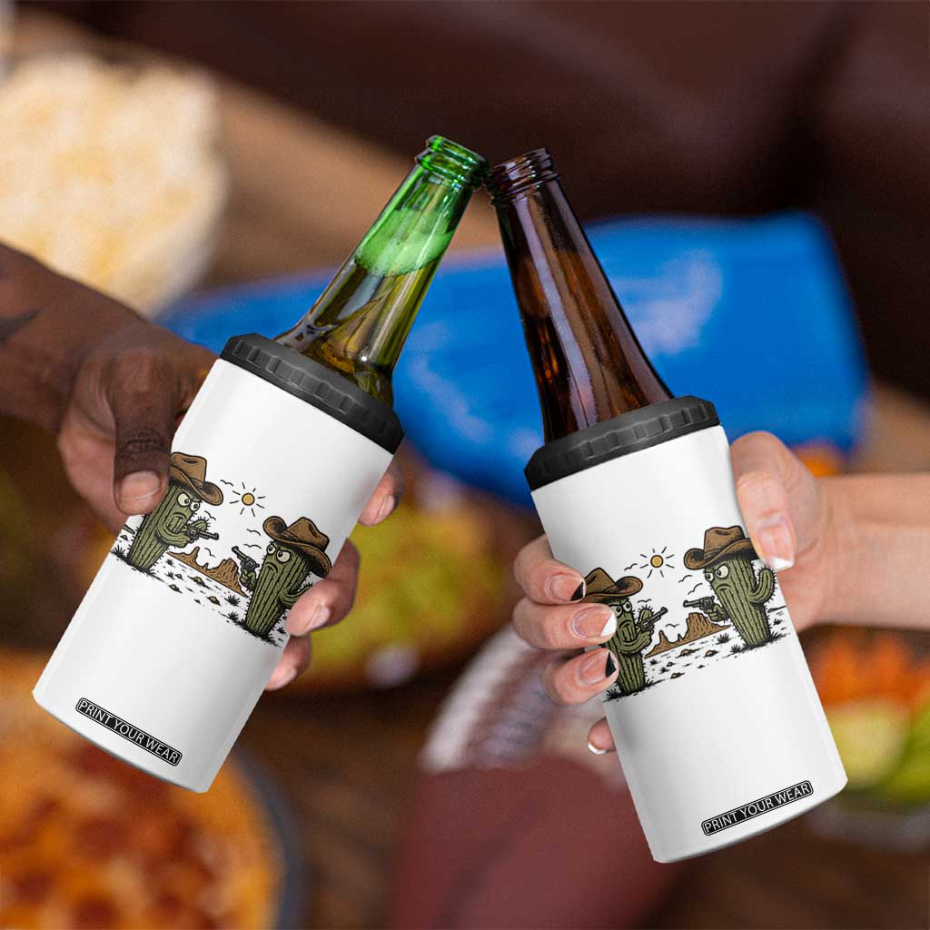Funny Lone Star Cactus Cowboy Gunfight Gift 4 in 1 Can Cooler Tumbler TS12 Print Your Wear