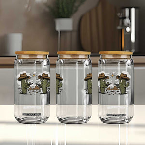 Funny Lone Star Cactus Cowboy Gunfight Gift Glass Can TS12 Print Your Wear