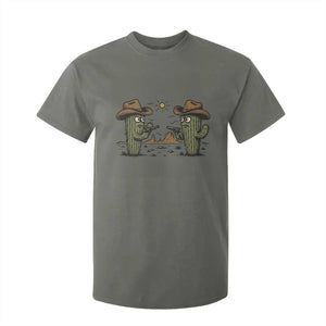 Funny Lone Star Cactus Cowboy Gunfight Gift T Shirt For Kid TS12 Military Green Print Your Wear