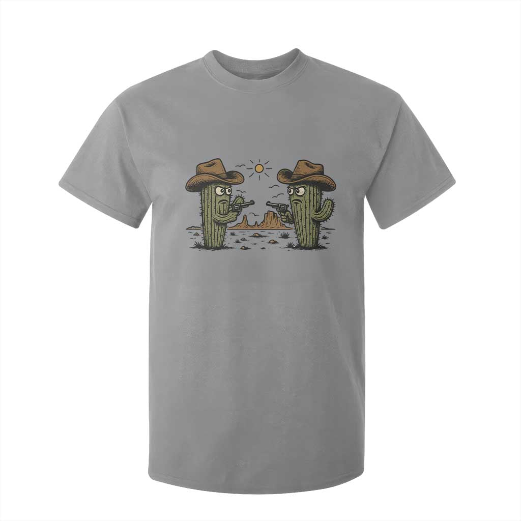 Funny Lone Star Cactus Cowboy Gunfight Gift T Shirt For Kid TS12 Sport Gray Print Your Wear