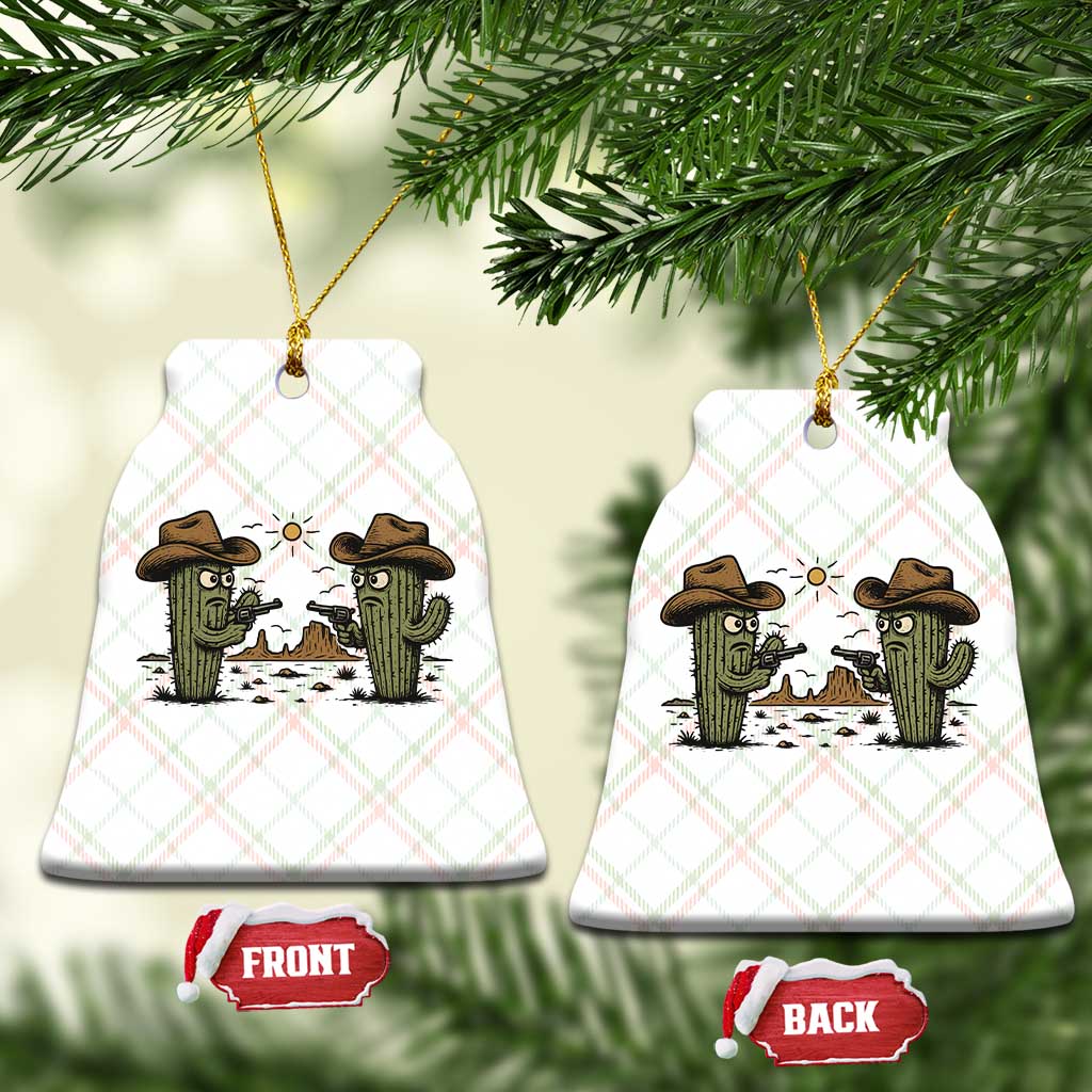 Funny Lone Star Cactus Cowboy Gunfight Gift Ceramic Ornament - Print Your Wear