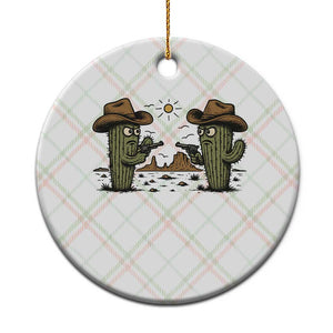 Funny Lone Star Cactus Cowboy Gunfight Gift Ceramic Ornament TS12 1pc Christmas Plaid Print Your Wear
