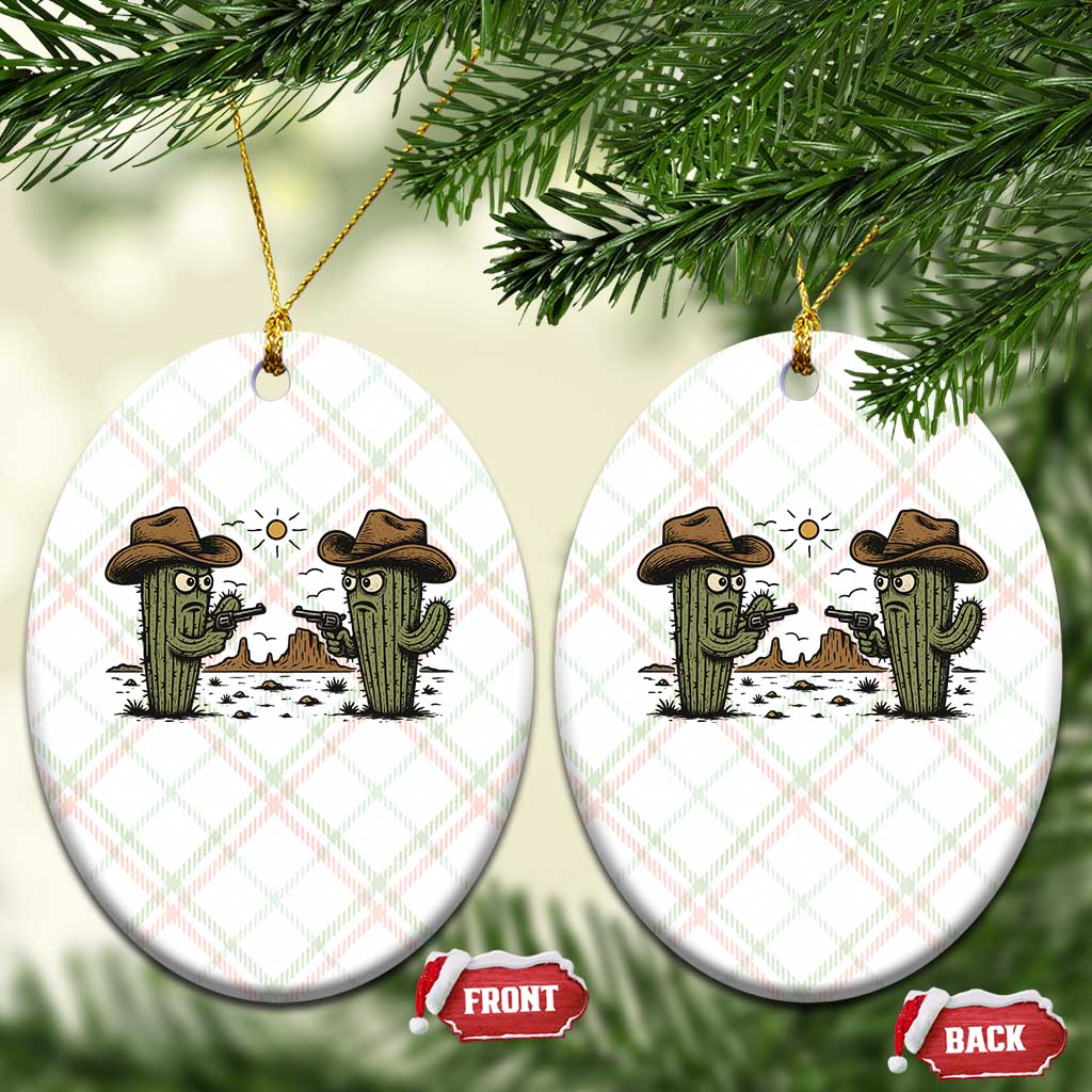 Funny Lone Star Cactus Cowboy Gunfight Gift Ceramic Ornament TS12 Print Your Wear