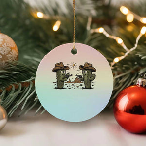 Funny Lone Star Cactus Cowboy Gunfight Gift Ceramic Ornament - Print Your Wear