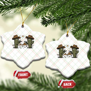 Funny Lone Star Cactus Cowboy Gunfight Gift Ceramic Ornament - Print Your Wear