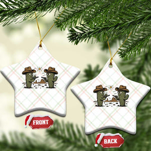 Funny Lone Star Cactus Cowboy Gunfight Gift Ceramic Ornament - Print Your Wear
