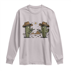 Funny Lone Star Cactus Cowboy Gunfight Gift Long Sleeve Shirt TS12 Ice Gray Print Your Wear