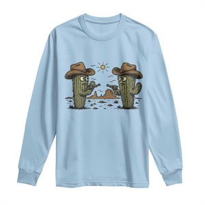 Funny Lone Star Cactus Cowboy Gunfight Gift Long Sleeve Shirt TS12 Light Blue Print Your Wear
