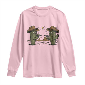 Funny Lone Star Cactus Cowboy Gunfight Gift Long Sleeve Shirt TS12 Light Pink Print Your Wear