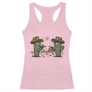 Funny Lone Star Cactus Cowboy Gunfight Gift Racerback Tank Top TS12 Light Pink Print Your Wear