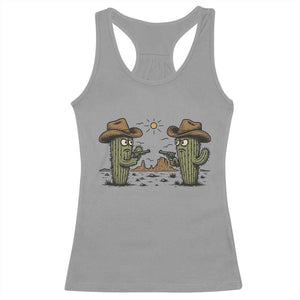 Funny Lone Star Cactus Cowboy Gunfight Gift Racerback Tank Top TS12 Sport Gray Print Your Wear