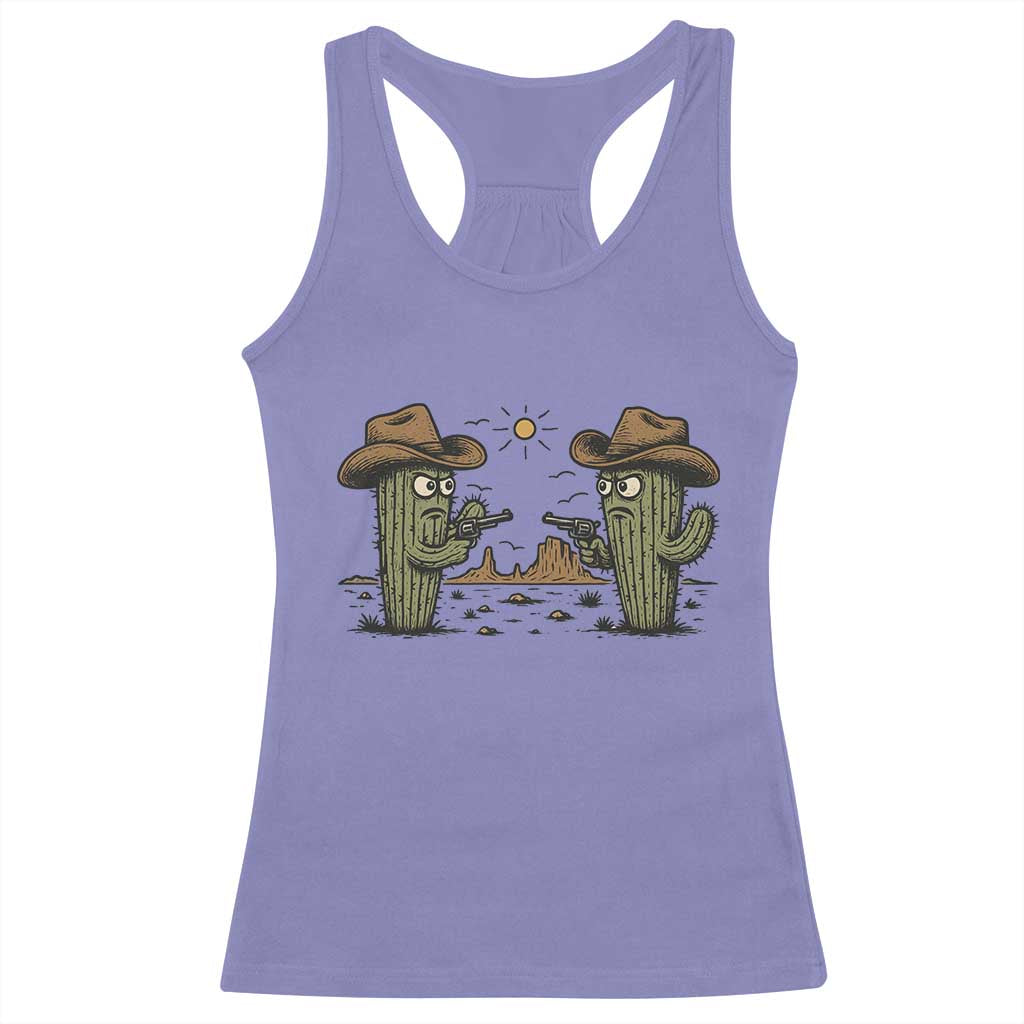 Funny Lone Star Cactus Cowboy Gunfight Gift Racerback Tank Top TS12 Violet Print Your Wear