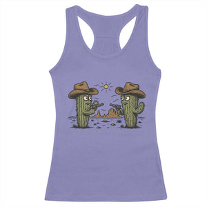 Funny Lone Star Cactus Cowboy Gunfight Gift Racerback Tank Top TS12 Violet Print Your Wear