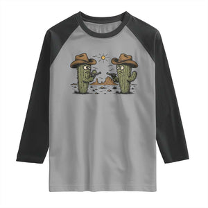 Funny Lone Star Cactus Cowboy Gunfight Gift Raglan Shirt TS12 Sport Gray Black Print Your Wear