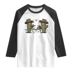 Funny Lone Star Cactus Cowboy Gunfight Gift Raglan Shirt TS12 White Black Print Your Wear