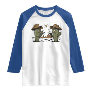 Funny Lone Star Cactus Cowboy Gunfight Gift Raglan Shirt TS12 White Royal Print Your Wear