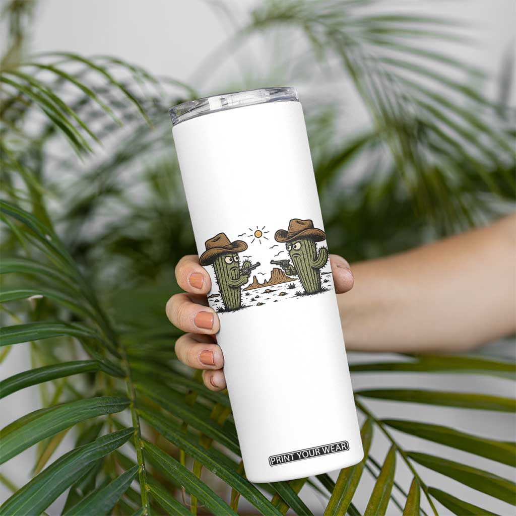 Funny Lone Star Cactus Cowboy Gunfight Gift Skinny Tumbler TS12 Print Your Wear
