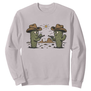 Funny Lone Star Cactus Cowboy Gunfight Gift Sweatshirt TS12 Ice Gray Print Your Wear