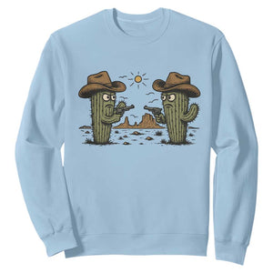 Funny Lone Star Cactus Cowboy Gunfight Gift Sweatshirt TS12 Light Blue Print Your Wear