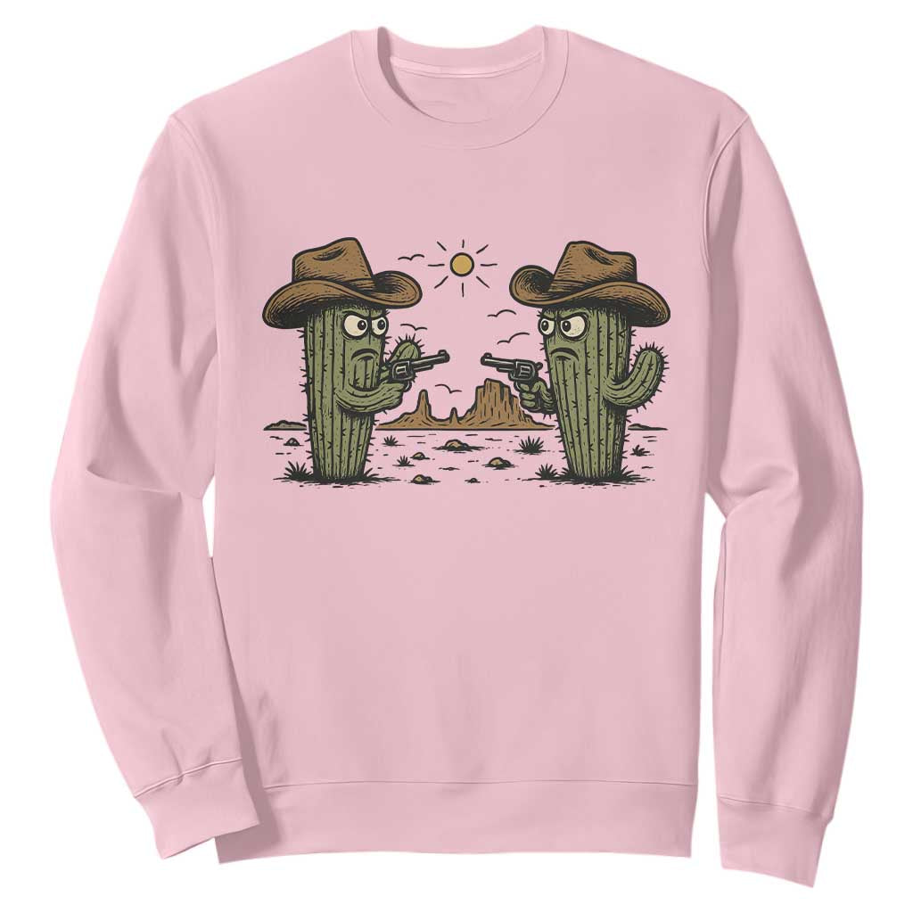 Funny Lone Star Cactus Cowboy Gunfight Gift Sweatshirt TS12 Light Pink Print Your Wear