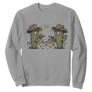 Funny Lone Star Cactus Cowboy Gunfight Gift Sweatshirt TS12 Sport Gray Print Your Wear