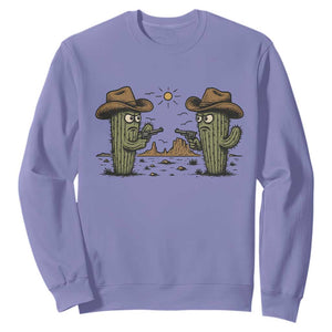 Funny Lone Star Cactus Cowboy Gunfight Gift Sweatshirt TS12 Violet Print Your Wear