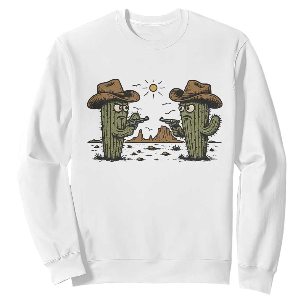 Funny Lone Star Cactus Cowboy Gunfight Gift Sweatshirt TS12 White Print Your Wear