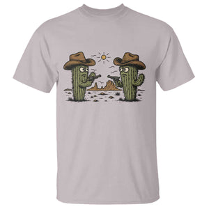 Funny Lone Star Cactus Cowboy Gunfight Gift T Shirt TS12 Ice Gray Print Your Wear