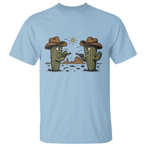 Funny Lone Star Cactus Cowboy Gunfight Gift T Shirt TS12 Light Blue Print Your Wear